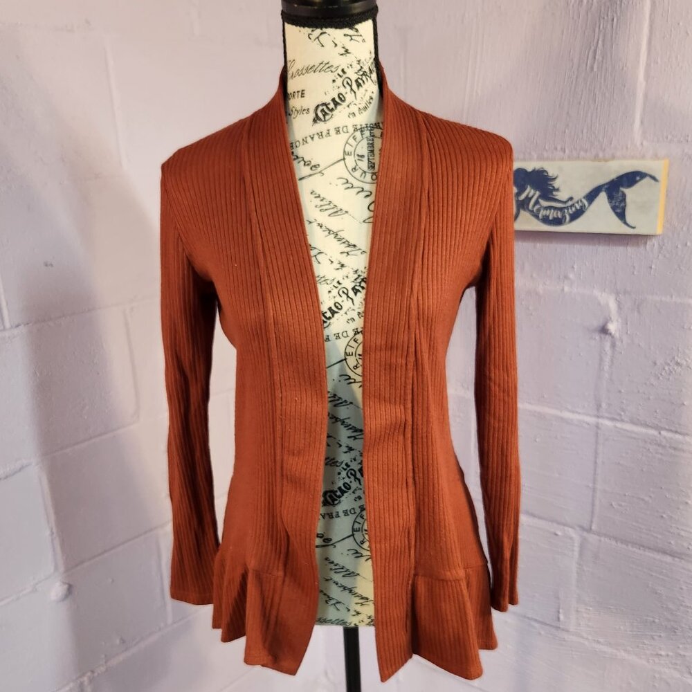 LC Lauren Conrad Burnt Orange Open Cardigan